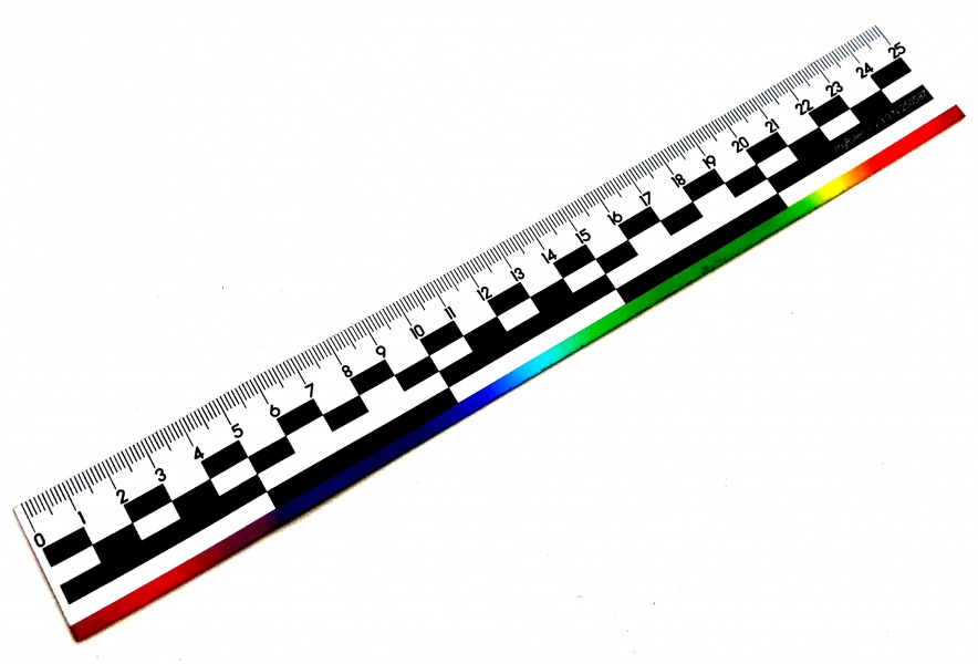 Магнитная масштабная линейка 25 см. с цветной полосой 